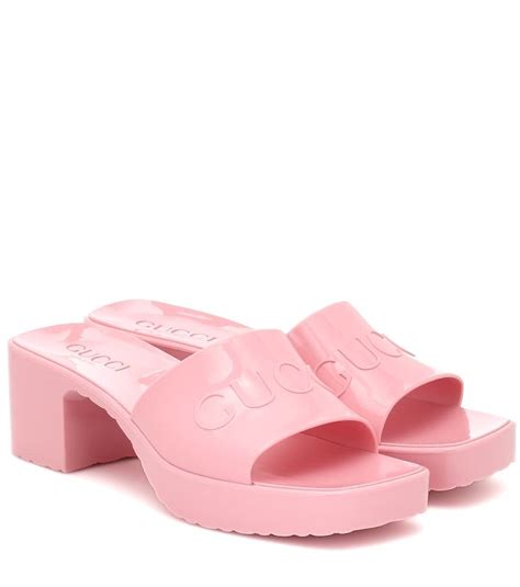 gucci pink heel slides.